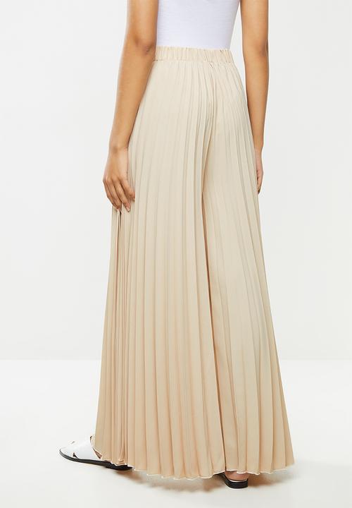 VELVET - Pleated palazzo - ivory