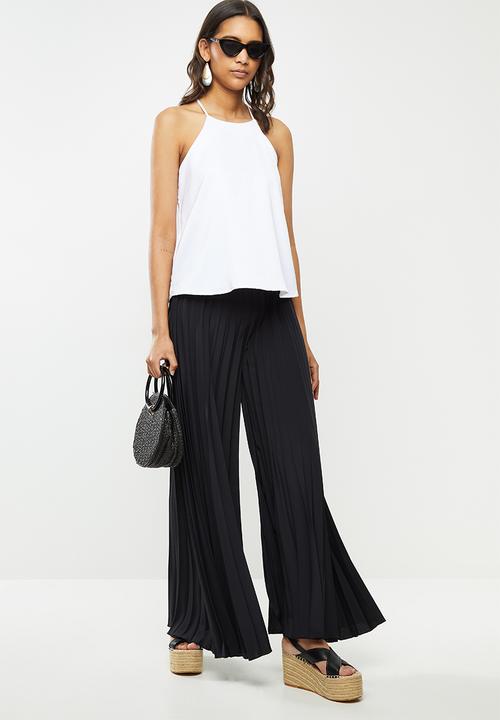 VELVET - Pleated palazzo - black