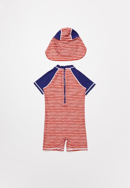 Pop Candy - Boys stripe swimset - blue & red