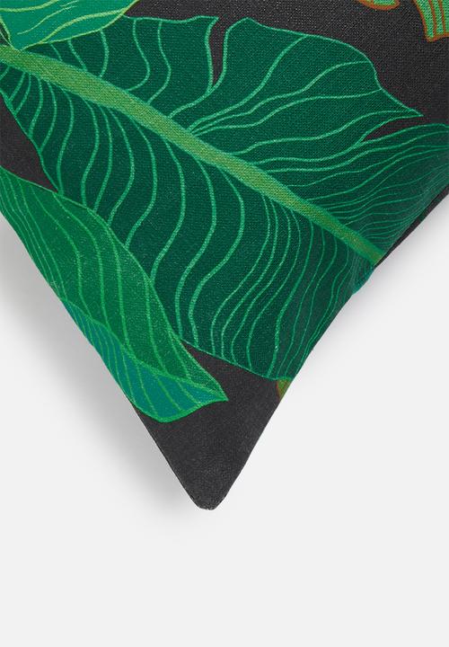 Sixth Floor - Line palm cushion cover - black & green