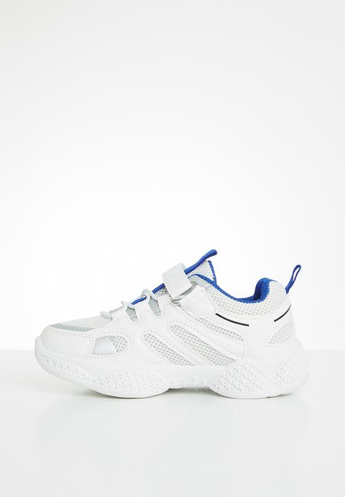 Pop Candy - Boys velcro strap sneaker - white & blue
