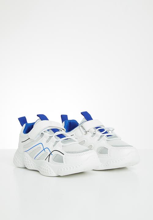 Pop Candy - Boys velcro strap sneaker - white & blue