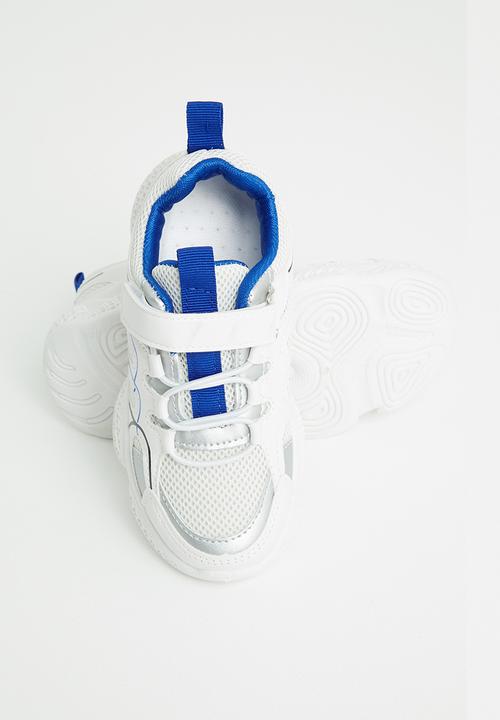 Pop Candy - Boys velcro strap sneaker - white & blue