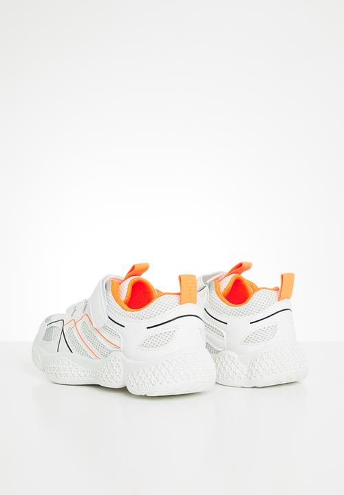 Pop Candy - Boys velcro starp sneaker - white & orange