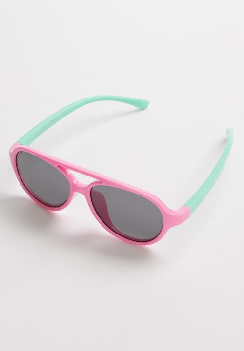 Pop Candy - Girls colour block sunglasses - pink & green 