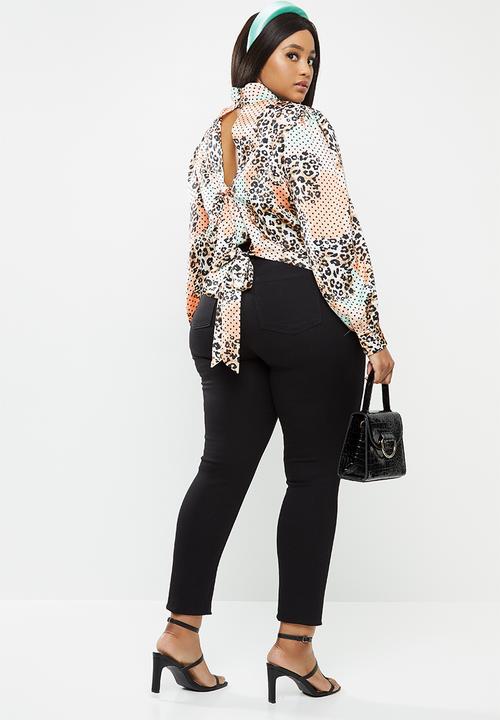 Glamorous - Plus high neck animal blouse - multi