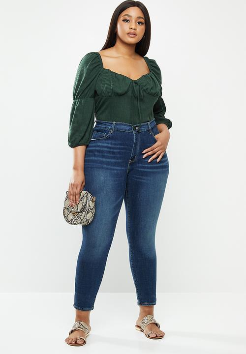 Glamorous - Plus v-neck blouse bodysuit - dark green