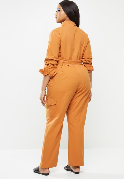 Glamorous - Plus ginger military jumpsuit - ginger