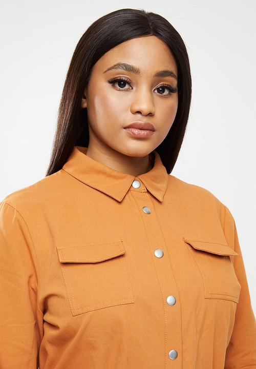 Glamorous - Plus ginger military jumpsuit - ginger