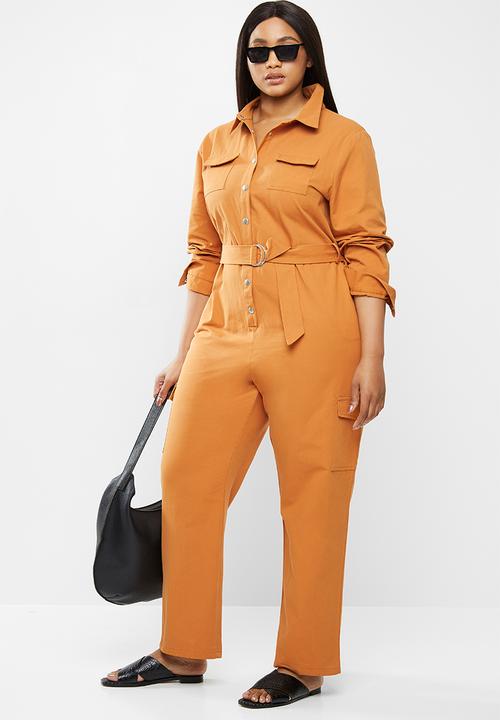 Glamorous - Plus ginger military jumpsuit - ginger