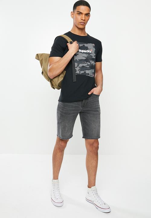 Superdry. - Tyler slim denim short - vintage black