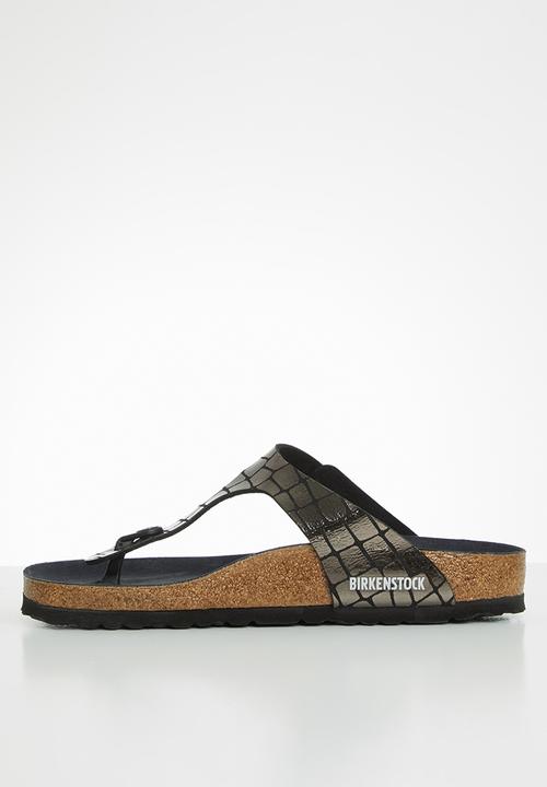 Birkenstock - Gizeh gator gleam microfiber regular - black