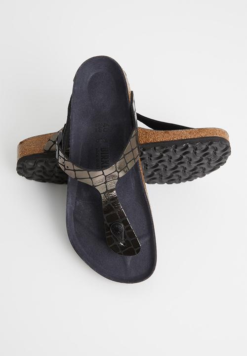 Birkenstock - Gizeh gator gleam microfiber regular - black