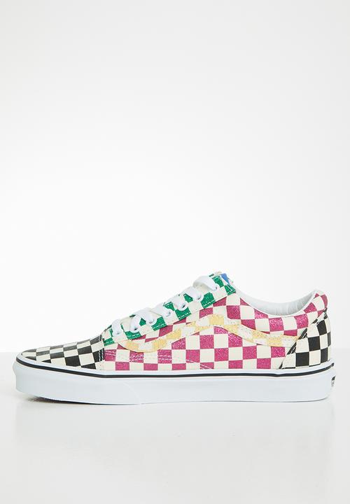 Vans - Old Skool - glitter check multi & true white