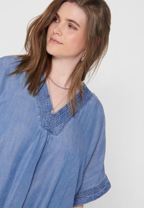 Carmakoma - Fieke life short sleeve denim tunic dress - blue