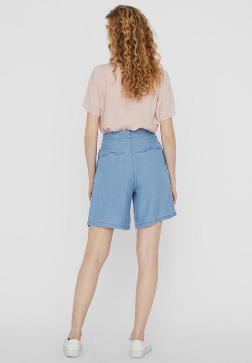 Vero Moda - Laura highrise loo knot belt long shorts - blue