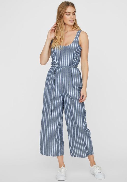 Vero Moda - Dotti chambray culotte jumpsuit - blue & white 