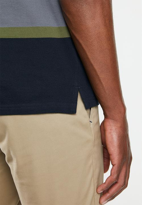 POLO - Jule stripe custom fit golfer - navy & grey