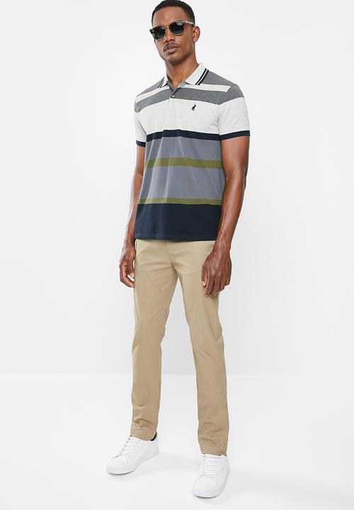 POLO - Jule stripe custom fit golfer - navy & grey