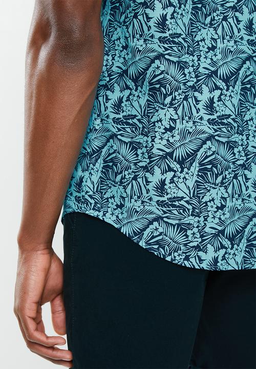 POLO - Victor floral signature short sleeve shirt - aqua