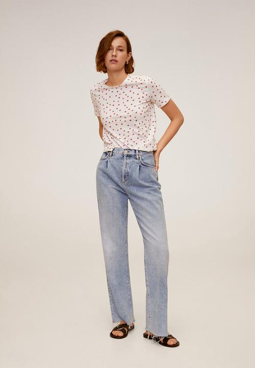 MANGO - T-shirt pschalo - white & red