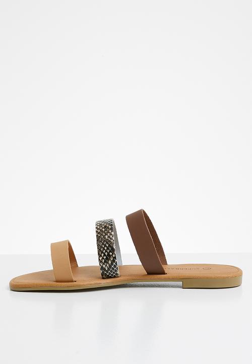 Superbalist - Luna leather slide - brown & beige