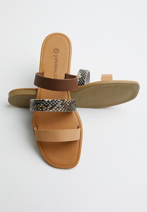 Superbalist - Luna leather slide - brown & beige
