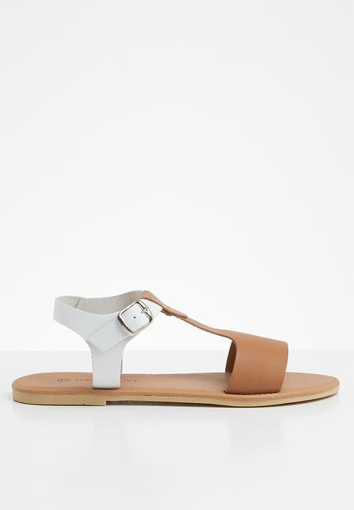 Superbalist - Jenna leather ankle strap sandal - neutral & white 