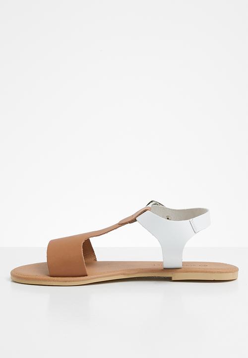 Superbalist - Jenna leather ankle strap sandal - neutral & white 