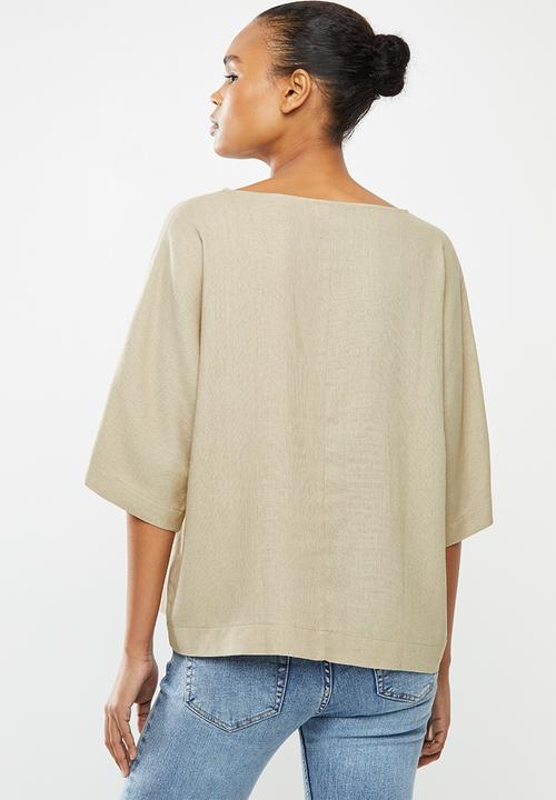 edit - Dolman linen boxy shell - stone