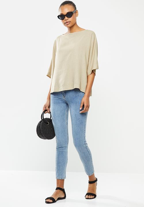 edit - Dolman linen boxy shell - stone