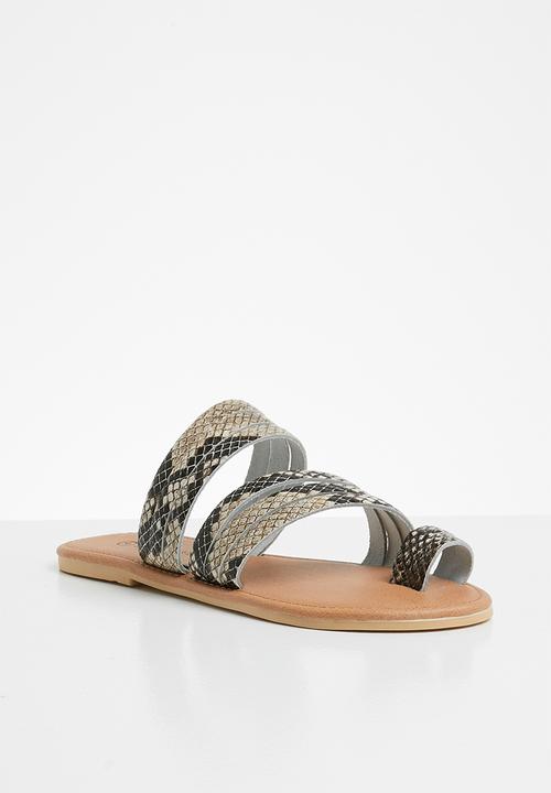 Superbalist - Kendra leather slide - brown & beige 
