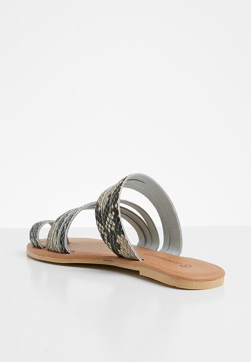 Superbalist - Kendra leather slide - brown & beige 