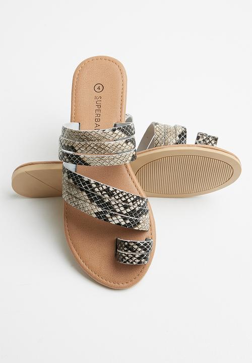 Superbalist - Kendra leather slide - brown & beige 