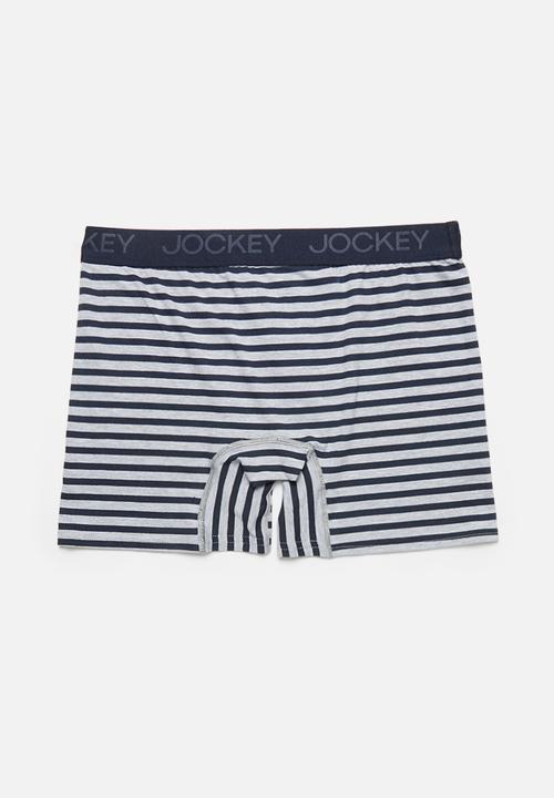 Jockey - 1 pack bot printed cotton stretch  l/leg pouch - grey & navy