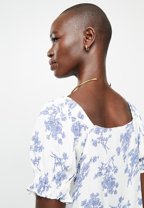 MANGO - Blouse sere - white & blue 