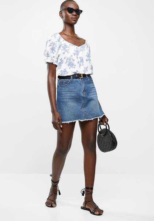MANGO - Blouse sere - white & blue 