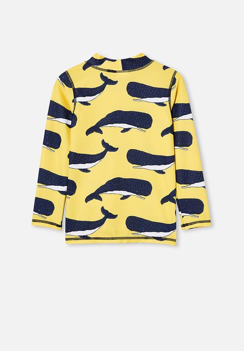 Cotton On - Flynn long sleeve rash vest - yellow & blue 