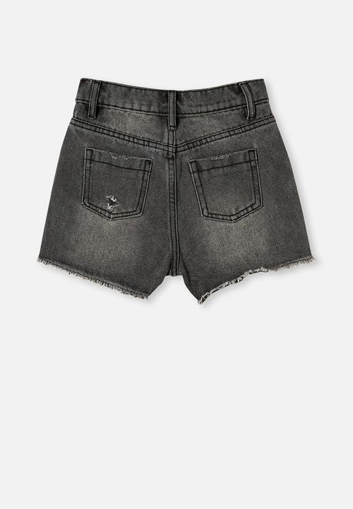 Cotton On - Sunny denim short - black wash/rips