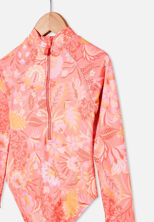 Cotton On - Lydia one piece - retro coral/folk floral