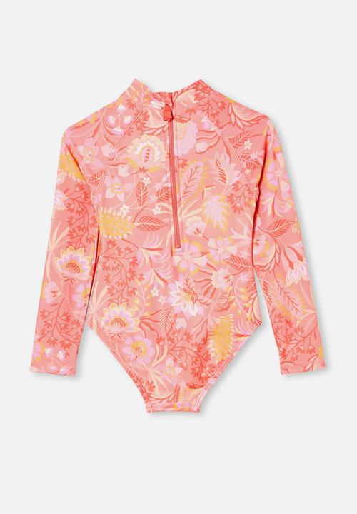 Cotton On - Lydia one piece - retro coral/folk floral