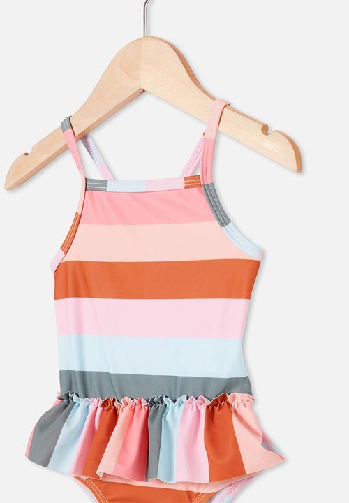 Cotton On - Lucinda ruffle swimsuit - gemma stripe