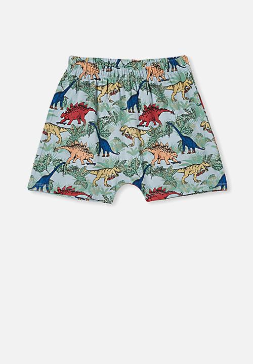 Cotton On - Hudson short sleeve pj set - colourful dinosaur frosty blue