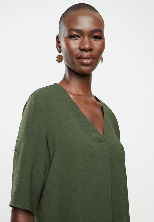 Jacqueline de Yong - Noa Tina short sleeve blouse - khaki 
