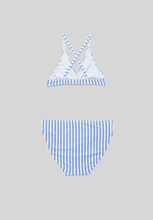 Rebel Republic - Girls stripe bikini - blue