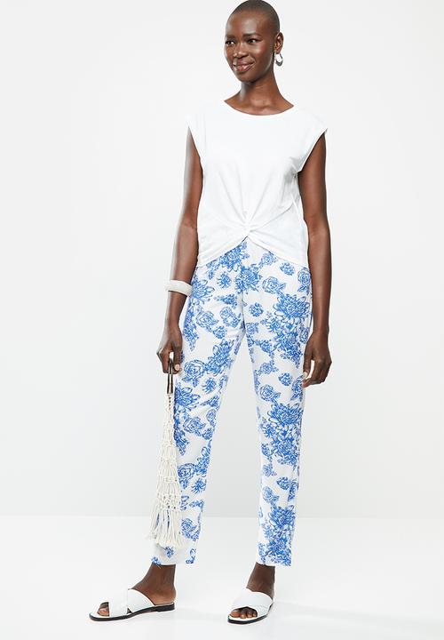 Jacqueline de Yong - Starr life pants - white & blue 