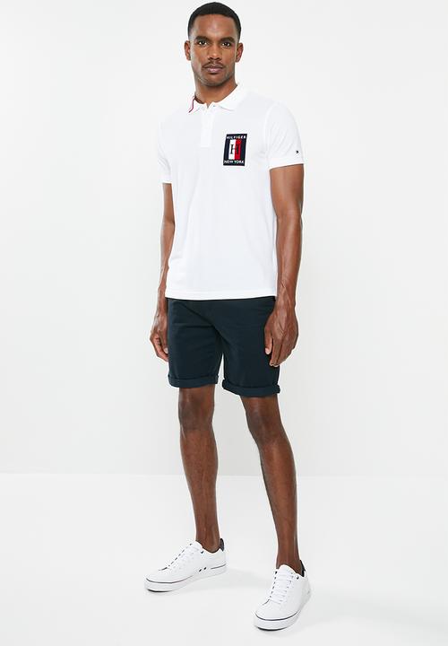 Tommy Hilfiger - Global striped collar slim polo - bright white