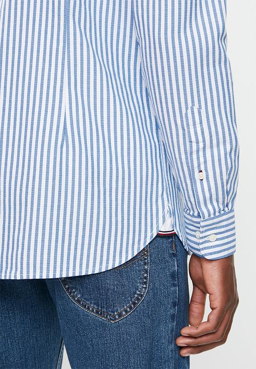 Tommy Hilfiger - Slim textured stripe shirt - regatta & bright white