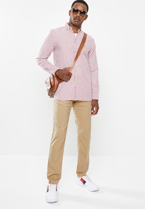 Tommy Hilfiger - Slim textured stripe shirt - haute red & bright white