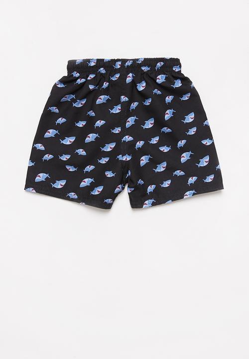 Pop Candy - Boys printed swimshorts - black & blue 